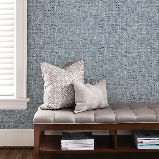 NuWallpaper Navy Poplin Texture Peel & Stick Wallpaper